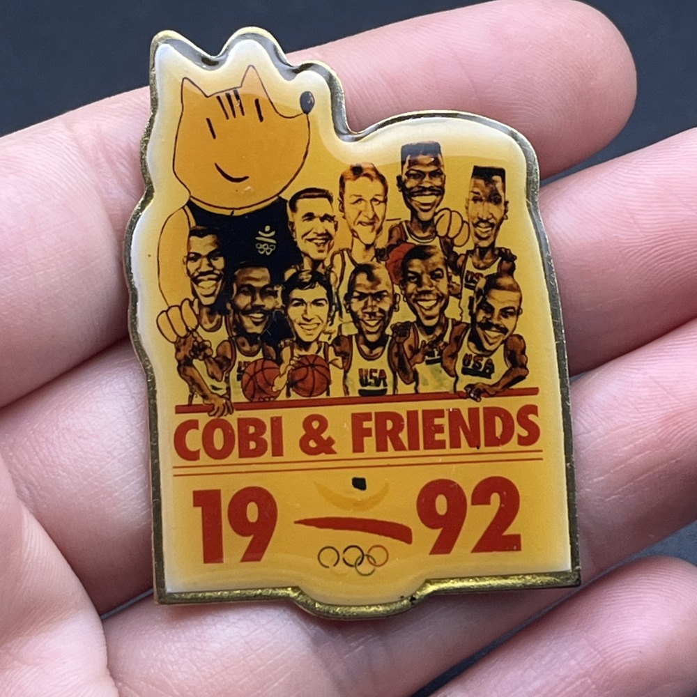 1992 Barcelona Olympics Cobi & Friends Team USA Basketball Team Lapel Hat Pin